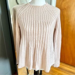 Cupio A-lined Ribbed Knit Sweater Champagne Size Sm